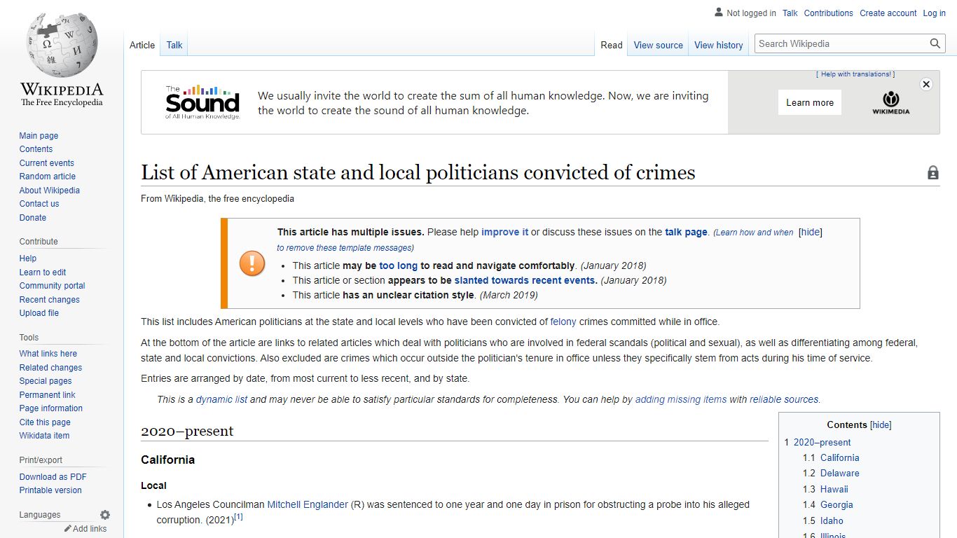 List of American state and local politicians convicted of crimes